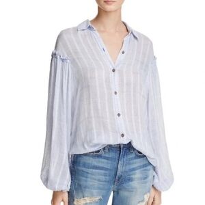 ❄️ Free People | Headed To The Highlands Button Front Blouse Blue Size XS